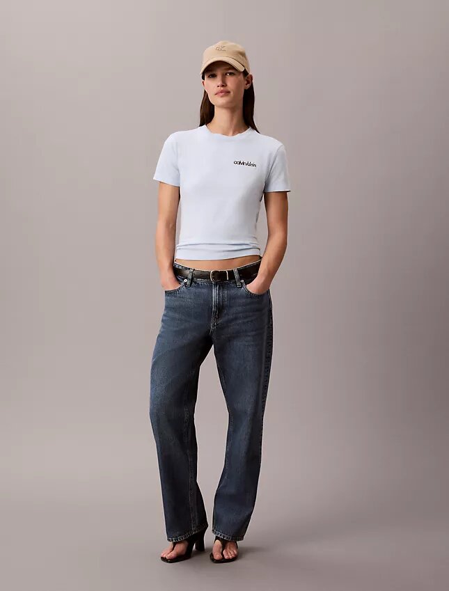 Στενό T-shirt με γραφικό λογότυπο Στενό T-shirt με γραφικό λογότυπο