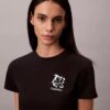 Στενό T-shirt με γραφικό λογότυπο λουλουδιού