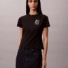 Στενό T-shirt με γραφικό λογότυπο λουλουδιού