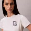 Στενό T-shirt με γραφικό λογότυπο λουλουδιού