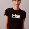Στενό T-shirt με γραφικό λογότυπο σε αντίθεση