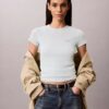 Στενό T-shirt με λογότυπο και ραβδώσεις