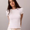 Στενό T-shirt με λογότυπο και ραβδώσεις