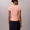 Στενό T-shirt με λογότυπο και ραβδώσεις