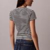Στενό T-shirt με λογότυπο και ραβδώσεις