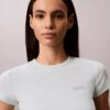 Στενό T-shirt με λογότυπο και ραβδώσεις