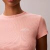 Στενό T-shirt με λογότυπο και ραβδώσεις