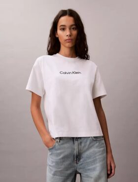 Τ-shirt με στρογγυλό λαιμό και τυπικό λογότυπο σε φαρδιά γραμμή