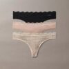 Thong από ελαστική Microfiber με δαντέλα, σε συσκευασία 3 τεμαχίων