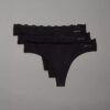 Thong από ελαστική Microfiber με δαντέλα, σε συσκευασία 3 τεμαχίων