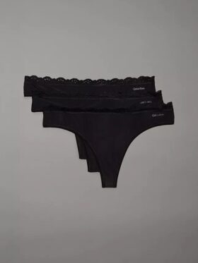 Thong από ελαστική Microfiber με δαντέλα, σε συσκευασία 3 τεμαχίων