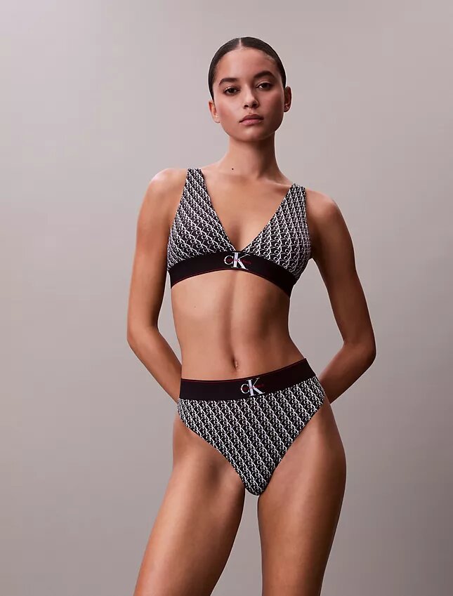 Thong από ελαστική Microfiber με γραφικό Monogram Thong από ελαστική Microfiber με γραφικό Monogram