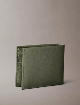 Τριπλό πορτοφόλι από δέρμα με υφή βότσαλου και θήκη για κέρματα