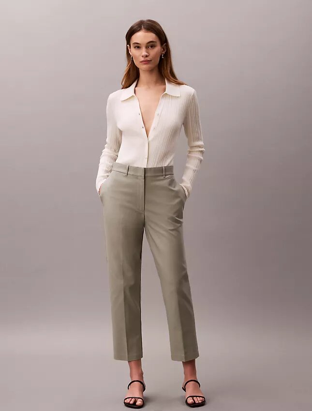 Βαμβακερό παντελόνι Cotton Stretch με ελαστική ύφανση και ίσια γραμμή Βαμβακερό παντελόνι Cotton Stretch με ελαστική ύφανση και ίσια γραμμή