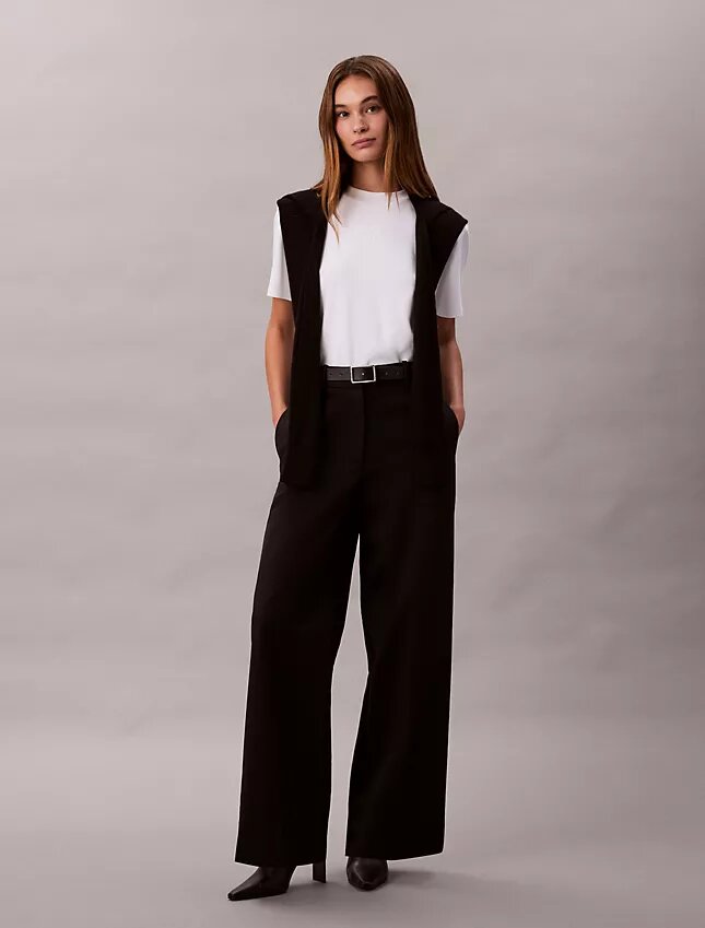Βαμβακερό παντελόνι Cotton Stretch με ελαστικότητα και φαρδιά γραμμή Βαμβακερό παντελόνι Cotton Stretch με ελαστικότητα και φαρδιά γραμμή