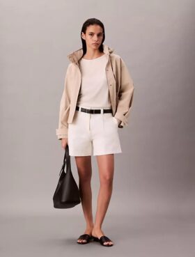 Βερμούδες από Cotton Stretch τβίλ με πιέτες