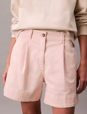 Βερμούδες από Cotton Stretch τβίλ με πιέτες