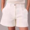 Βερμούδες από Cotton Stretch τβίλ με πιέτες Βερμούδες από Cotton Stretch τβίλ με πιέτες